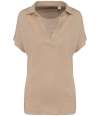 SP221 Spasso Ladies Linen Polo Shirt Wet Sand colour image